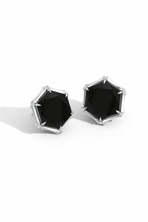 Indochine 14k Hexagon Black Onyx & Diamond Stud Earrings