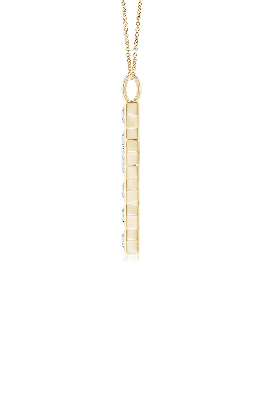 Indochine 14k Hexagon Diamond Cross Pendant Necklace - Image 3
