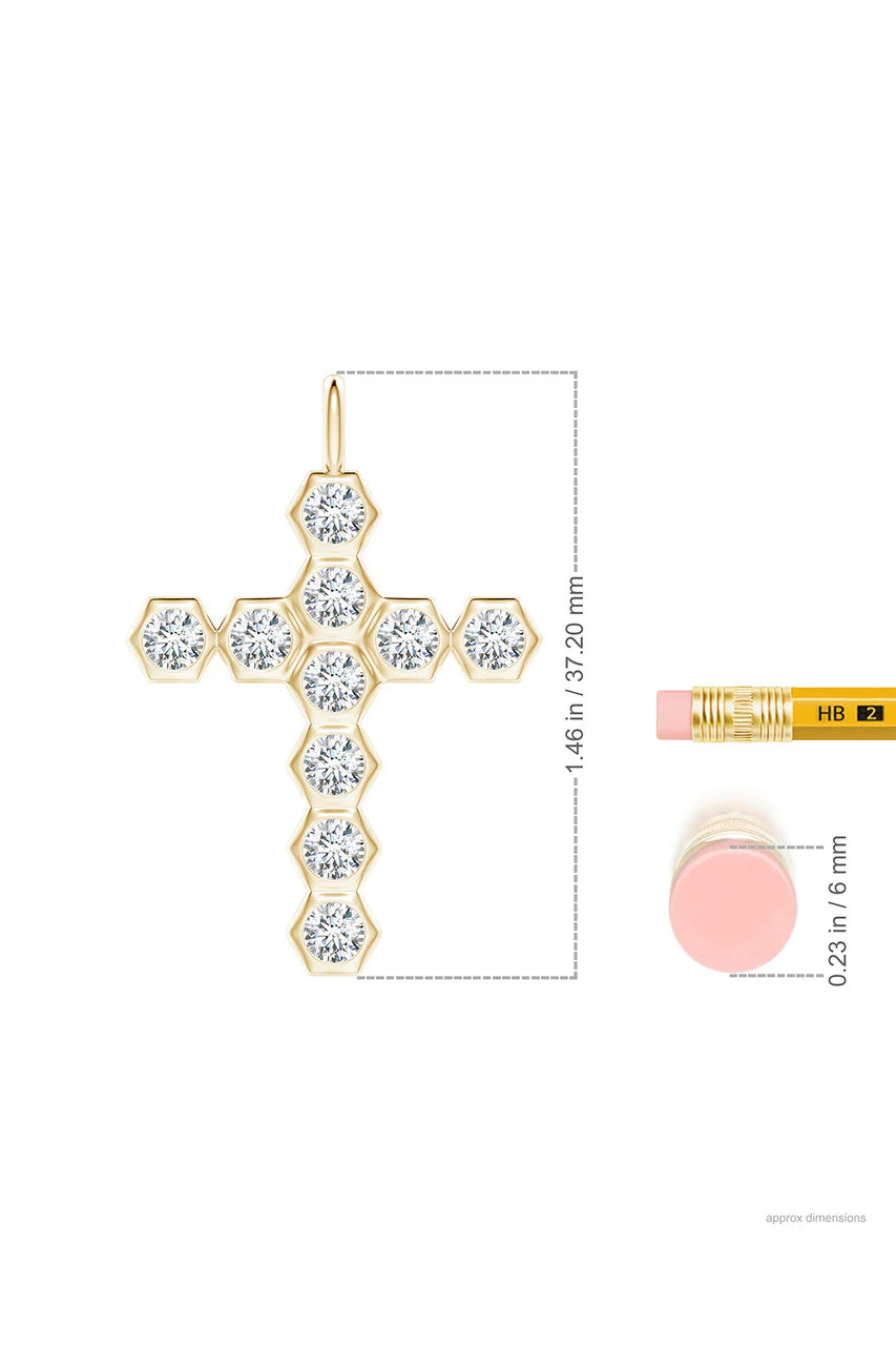 Indochine 14k Hexagon Diamond Cross Pendant Necklace - Image 5