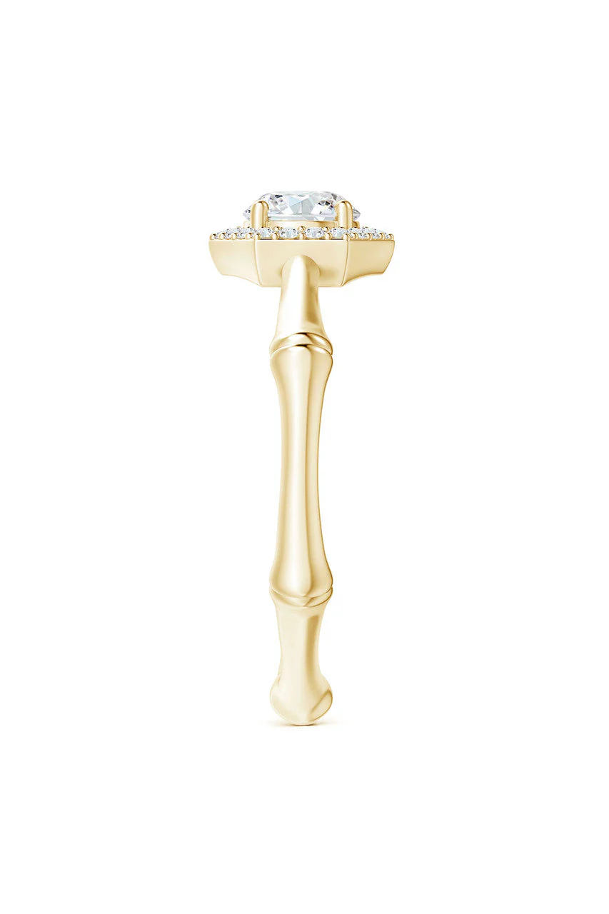 Indochine 14k Hexagon Diamond Pave Halo Bamboo Ring - Image 2