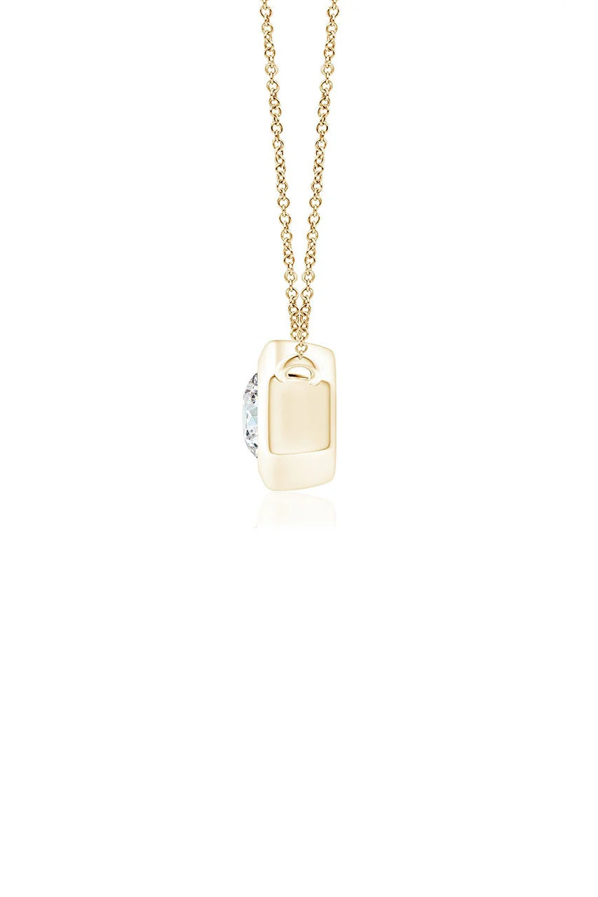 Indochine 14k Hexagon Frame Diamond Solitaire Necklace - Image 3
