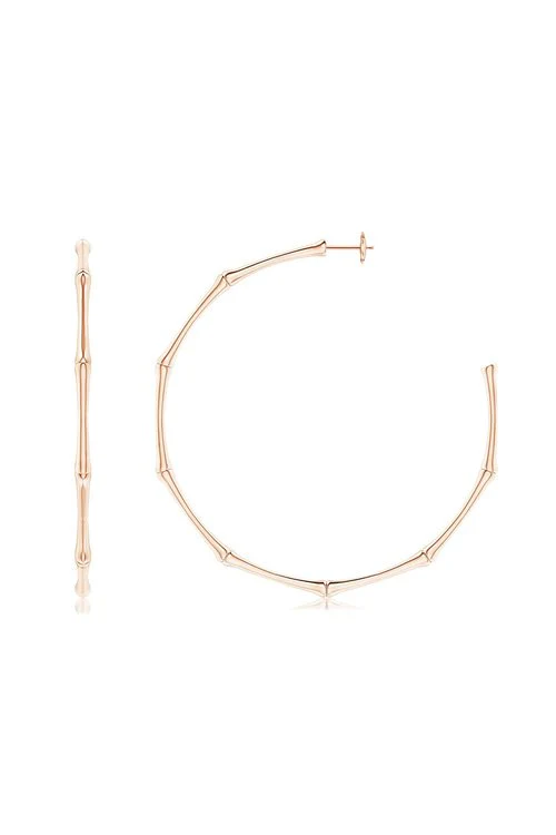 Indochine 14k Large 2.75 Inch Bamboo Hoops - Image 2