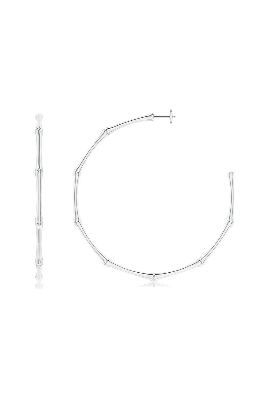 Indochine 14k Large 2.75 Inch Bamboo Hoops - Image 2
