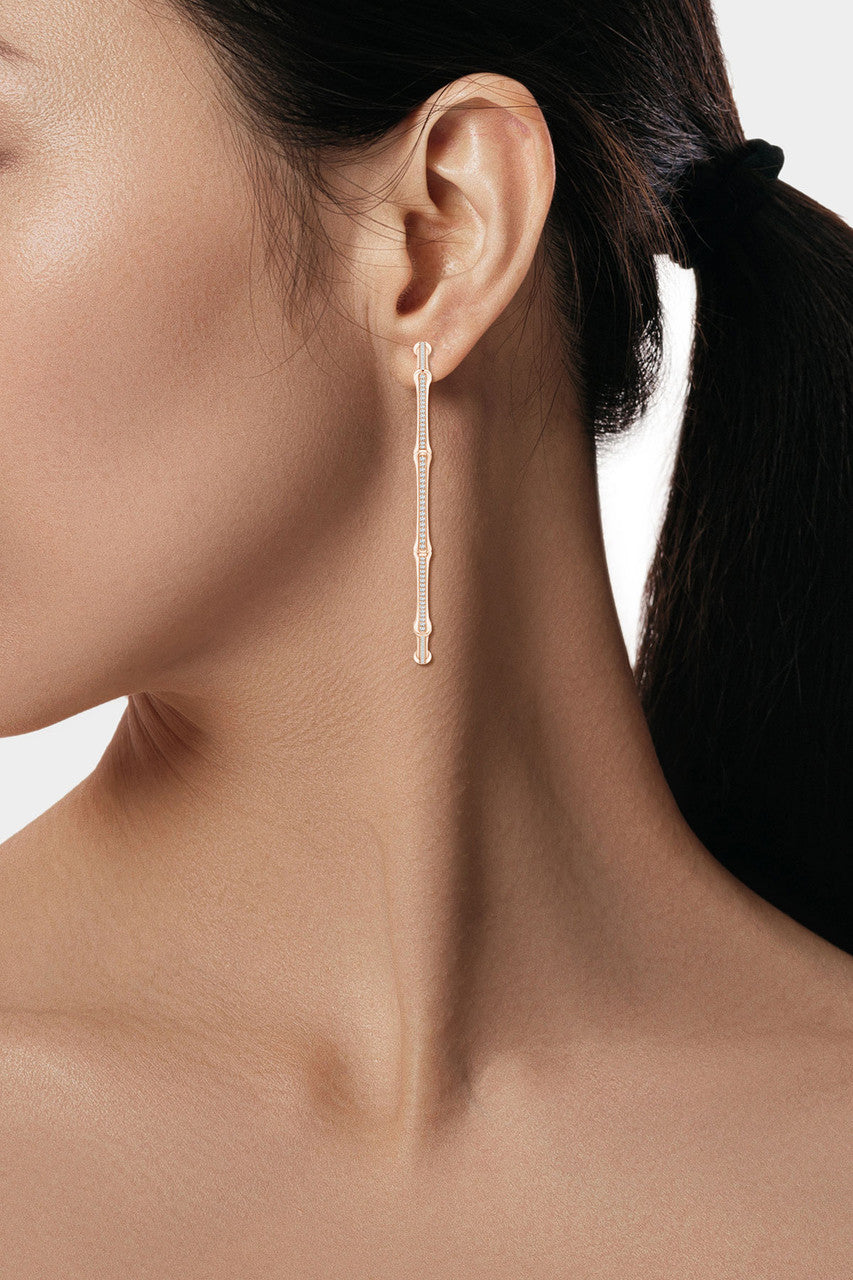 Indochine 14k Pave Diamond 2.75 Inch Bamboo Hoops - Image 3