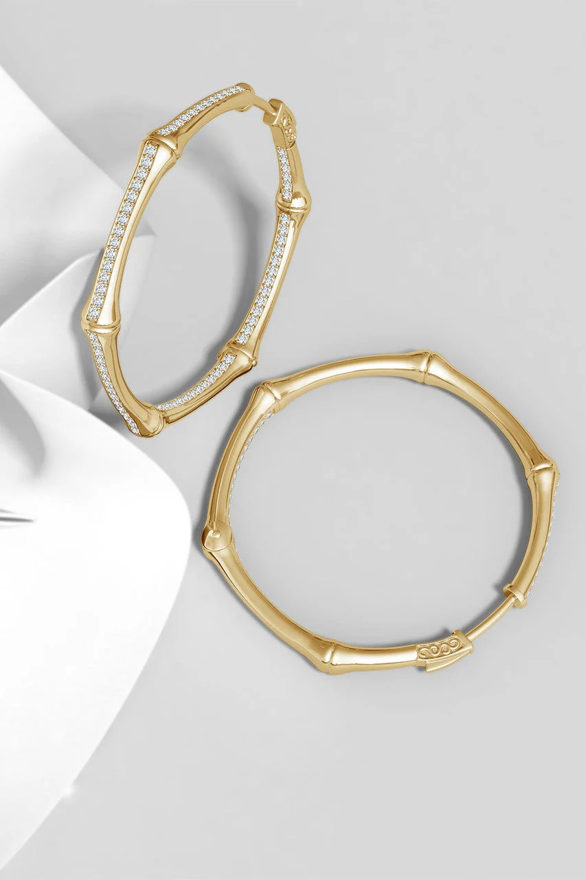 Indochine 14k Small Pave Diamond Full Circle Hoops