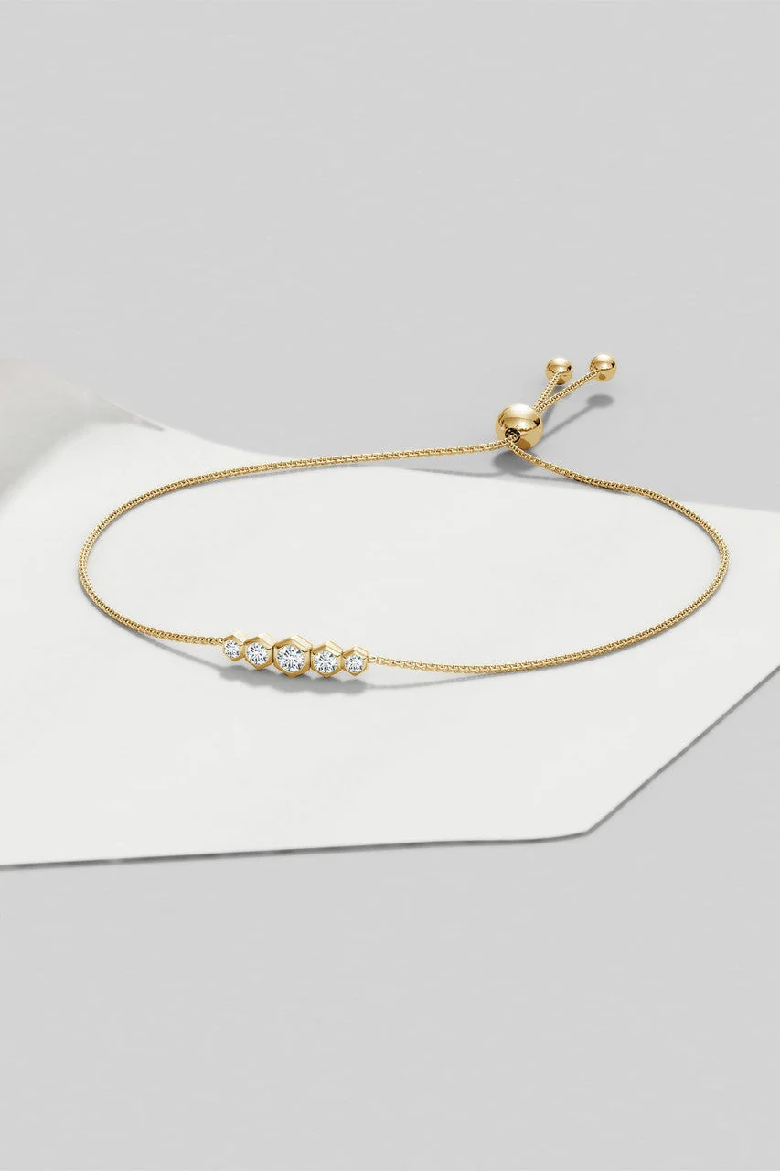 Indochine 14k Tapering Hexagon Diamond Bar Bracelet