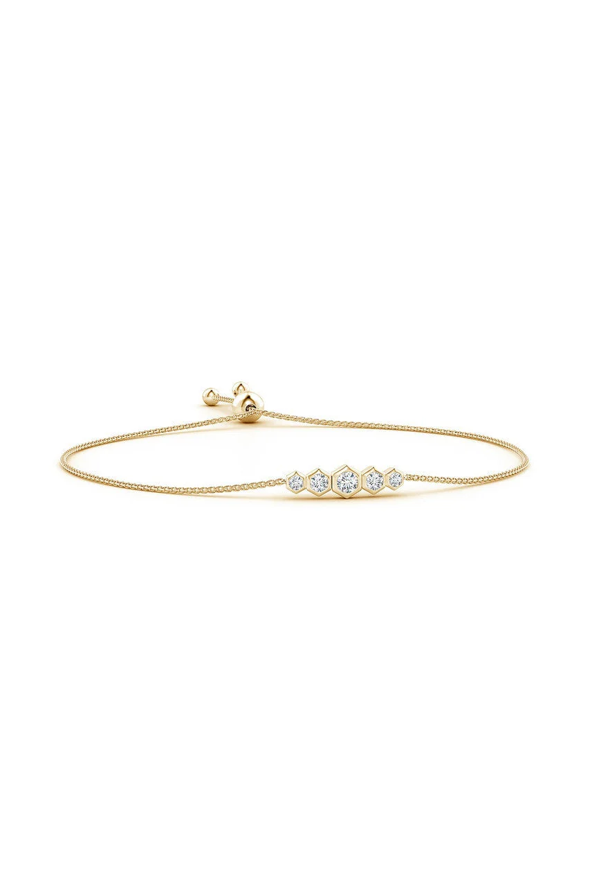 Indochine 14k Tapering Hexagon Diamond Bar Bracelet - Image 2