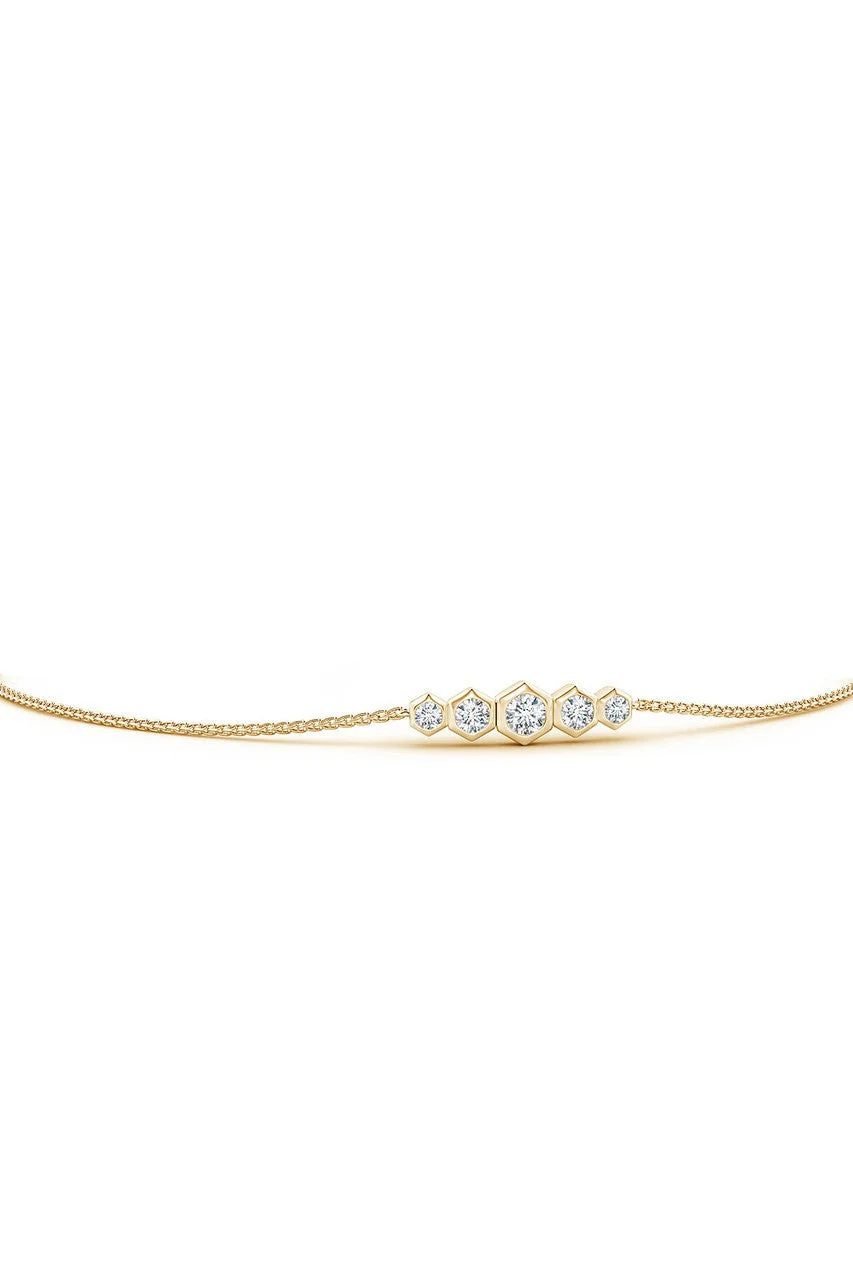 Indochine 14k Tapering Hexagon Diamond Bar Bracelet - Image 3