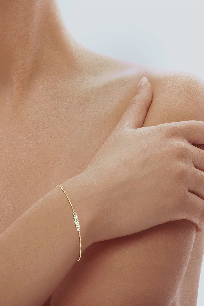 Indochine 14k Tapering Hexagon Diamond Bar Bracelet - Image 4