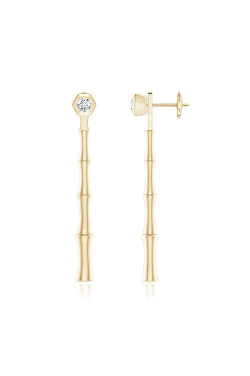 Indochine Bamboo 14k Diamond Multi-Wear Linear Earrings - Image 2