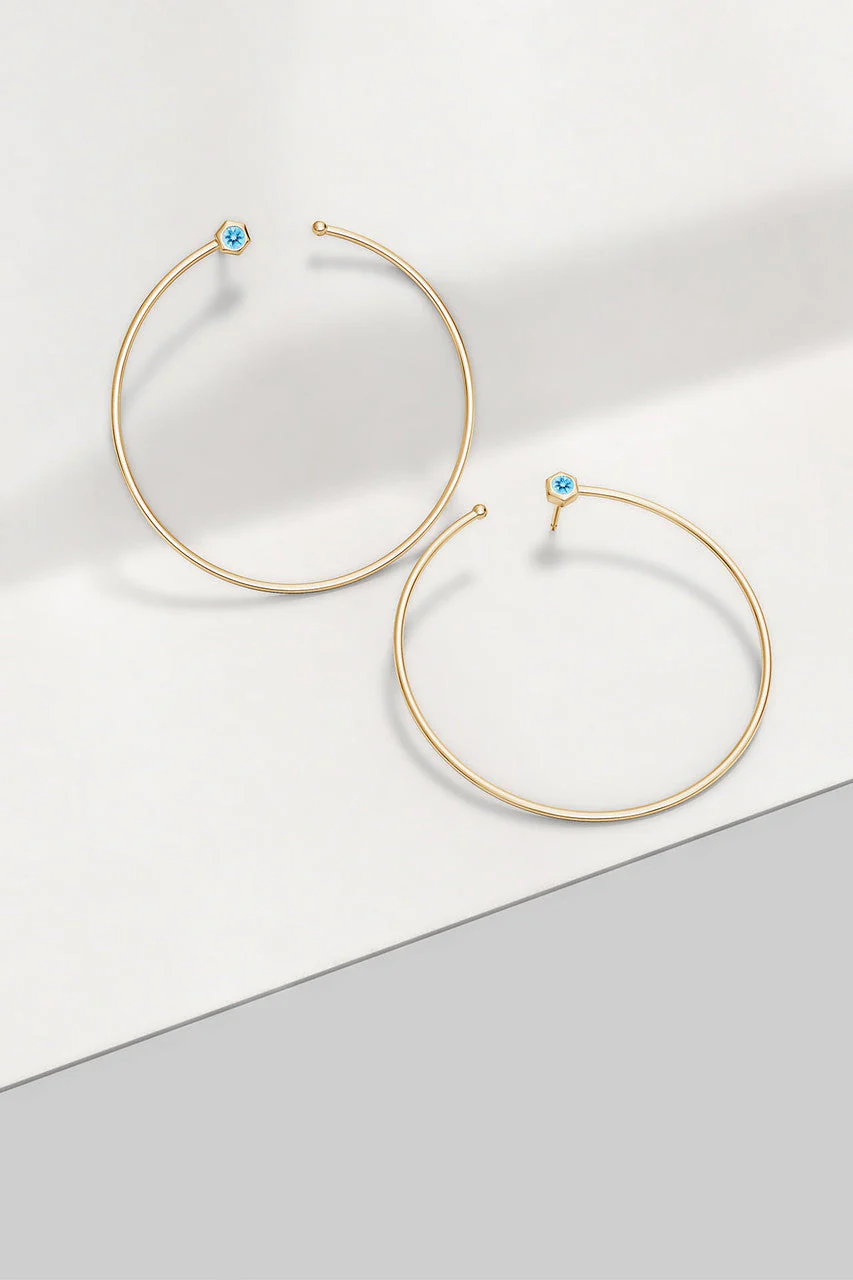 Indochine Giant Gemstone Open Hoops - Image 2