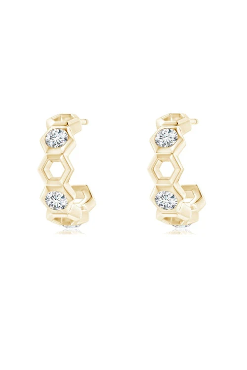 Indochine Small Alternate Diamond J-Hoops