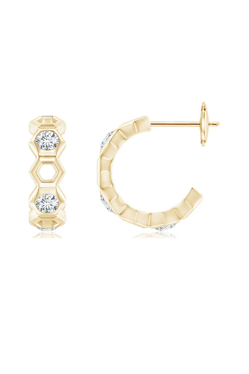 Indochine Small Alternate Diamond J-Hoops - Image 4