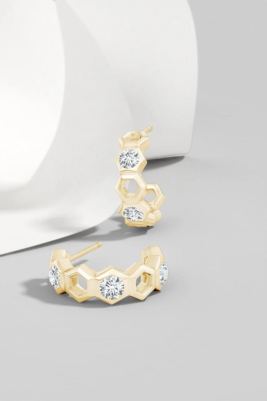 Indochine Small Alternate Diamond J-Hoops - Image 5