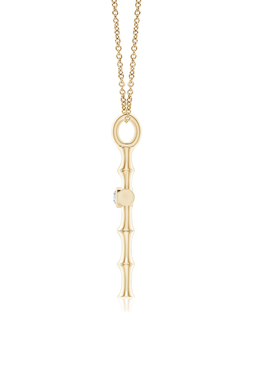 Indochine Spirit 14k Bamboo Cross Diamond Pendant Necklace - Image 4