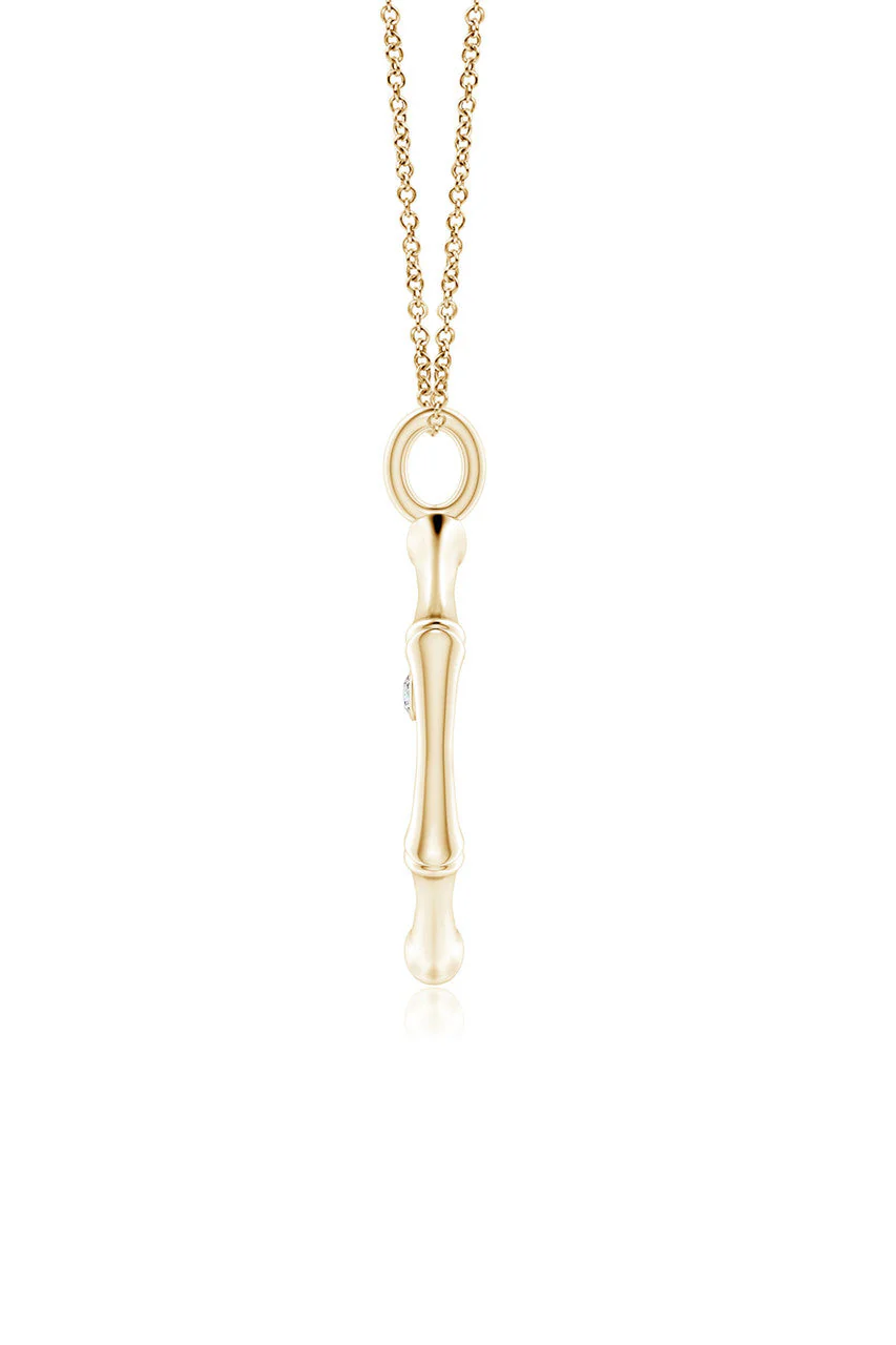 Indochine Spirit 14k Bamboo Frame Cross Diamond Pendant Necklace - Image 4