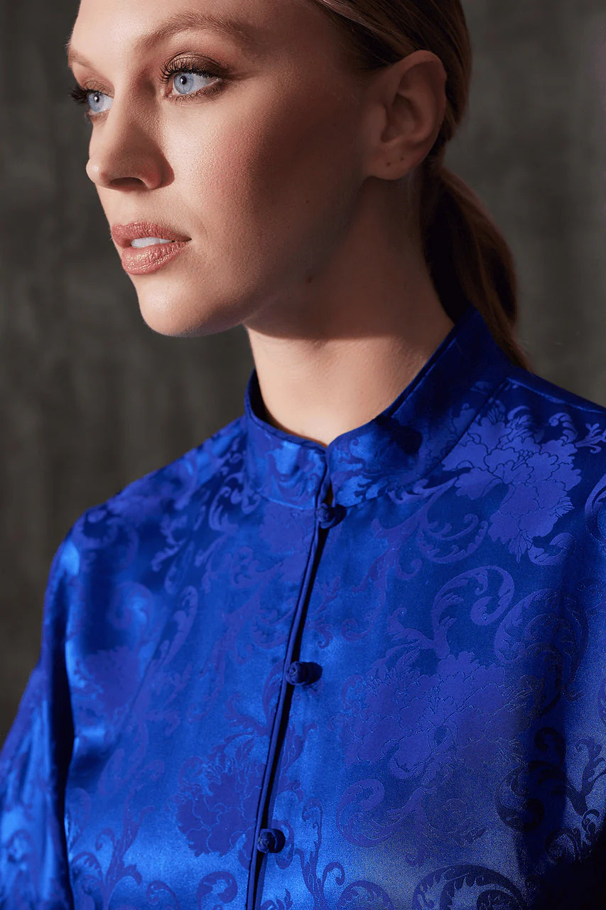Ines Jacquard Mandarin Silk PJ - Image 3
