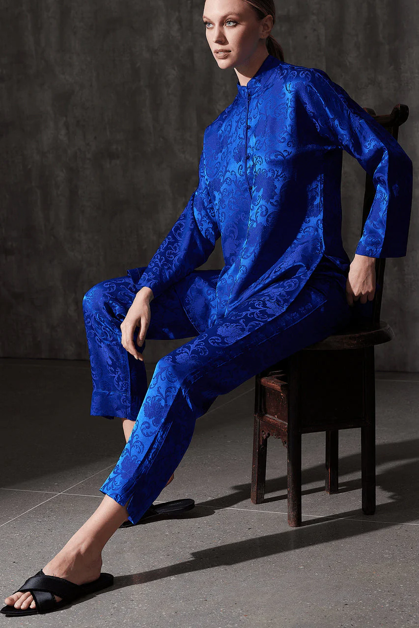 Ines Jacquard Mandarin Silk PJ - Image 4