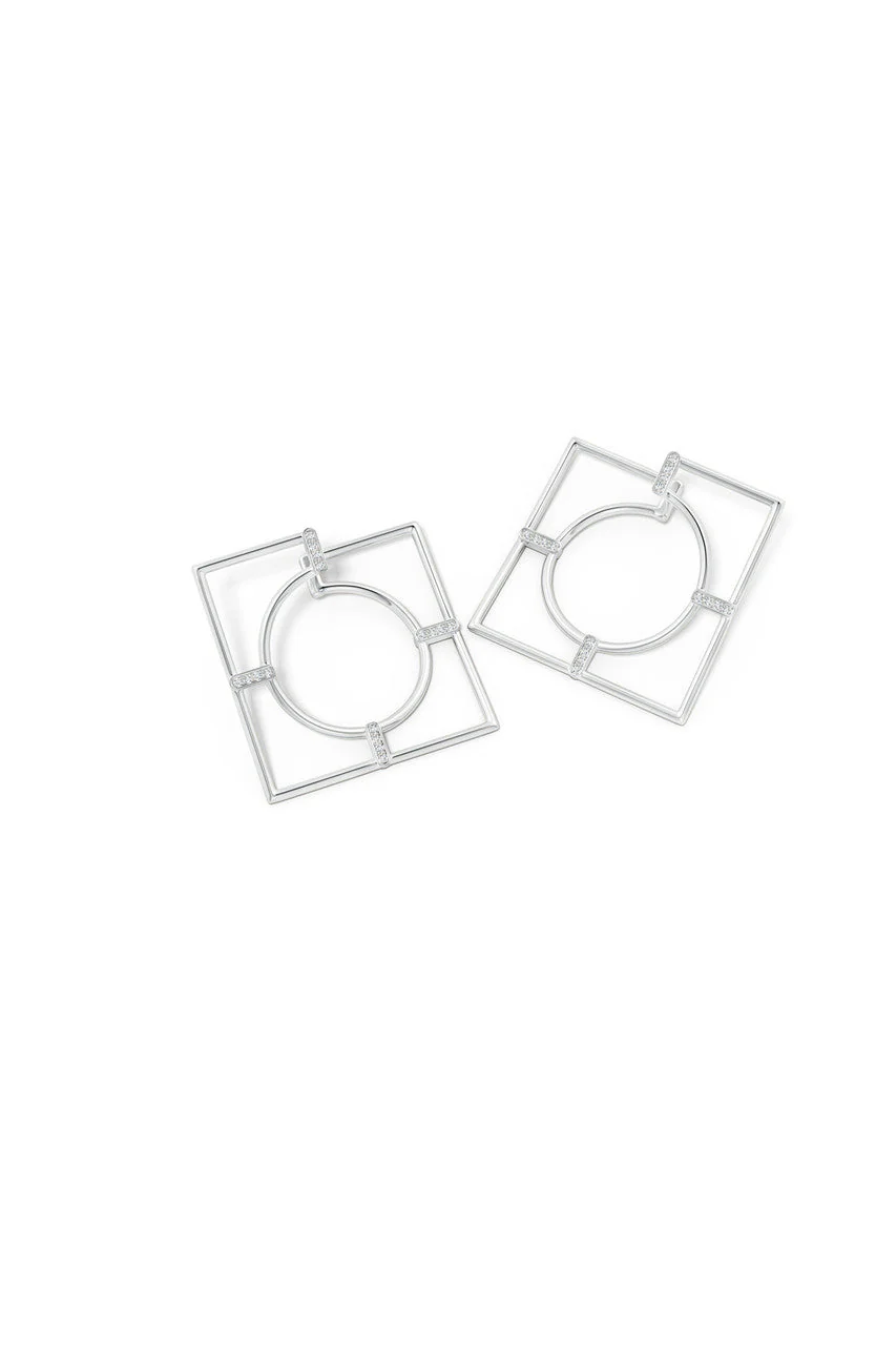 Infinity 14K Gold Geometric Hoop Earrings - Image 2