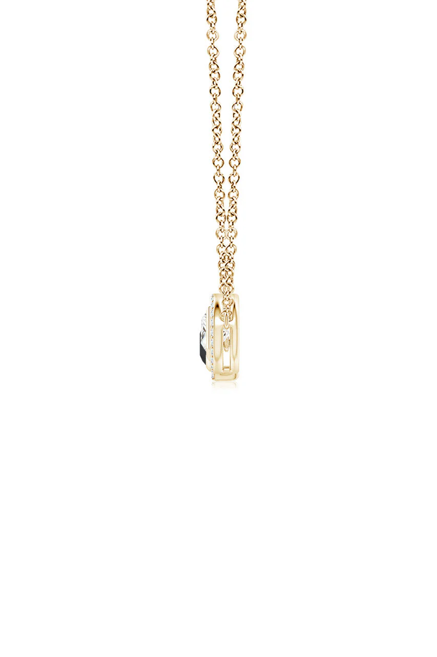Infinity 14K Gold with Black & White Diamond Three Stone Halo Necklace - Image 2