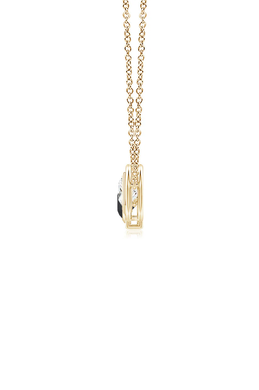 Infinity 14K Gold with Black & White Diamond Three Stone Necklace - Image 2