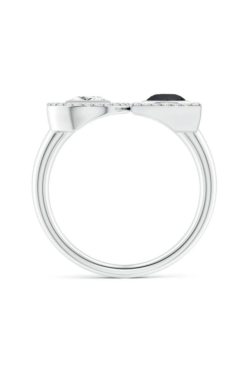 Infinity 14K Gold with Black & White Diamond Two Stone Statement Ring - Image 4
