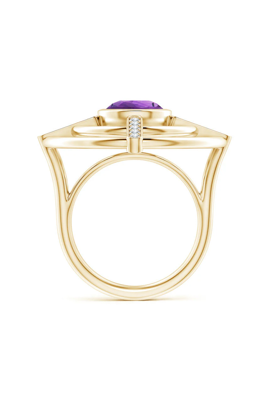 Infinity Concentric Circle 14K Gold and Amethyst Ring - Image 3