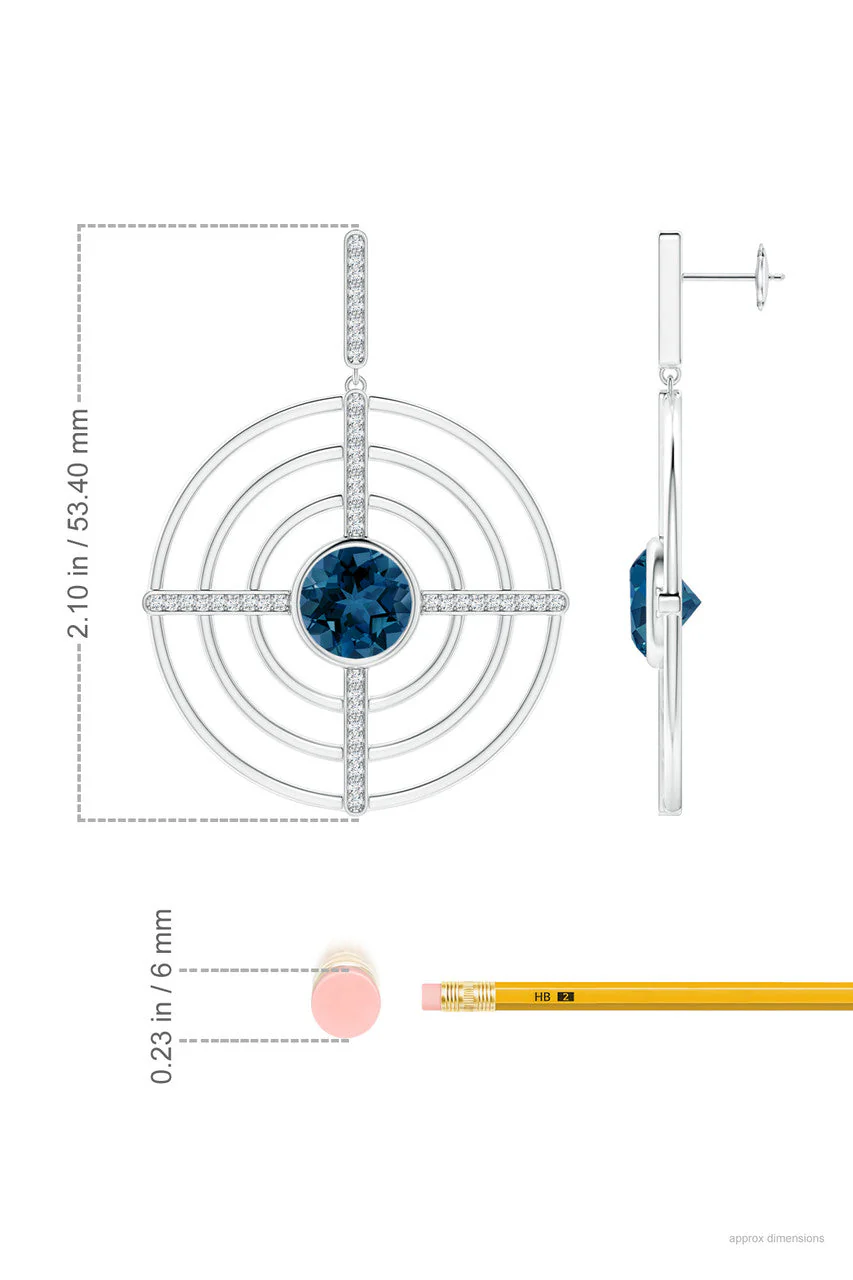 Infinity Concentric Circle 14K Gold and London Blue Topaz Earrings - Image 3