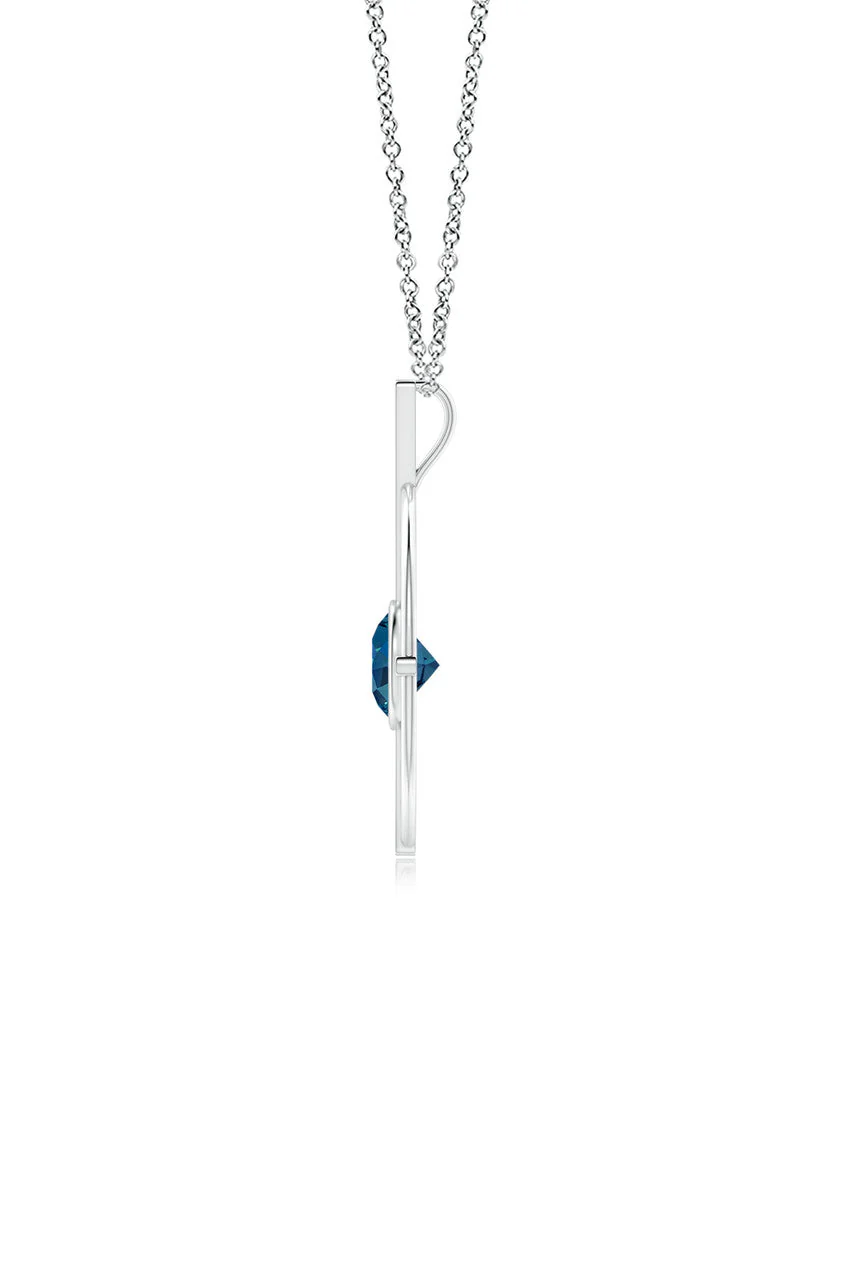 Infinity Concentric Circle 14K Gold and London Blue Topaz Pendant Necklace - Image 2