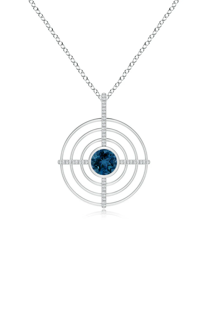 Infinity Concentric Circle 14K Gold and London Blue Topaz Pendant Necklace - Image 5