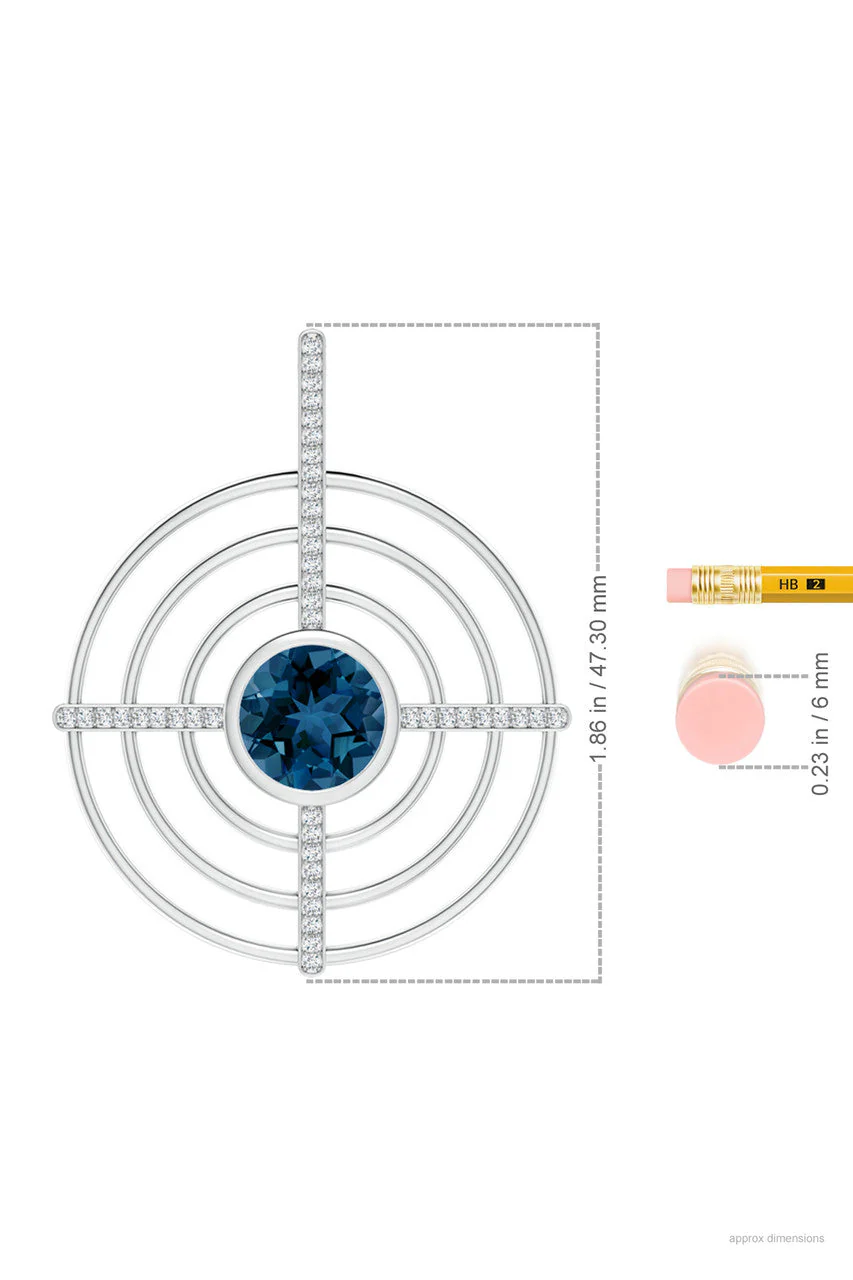 Infinity Concentric Circle 14K Gold and London Blue Topaz Pendant Necklace - Image 6