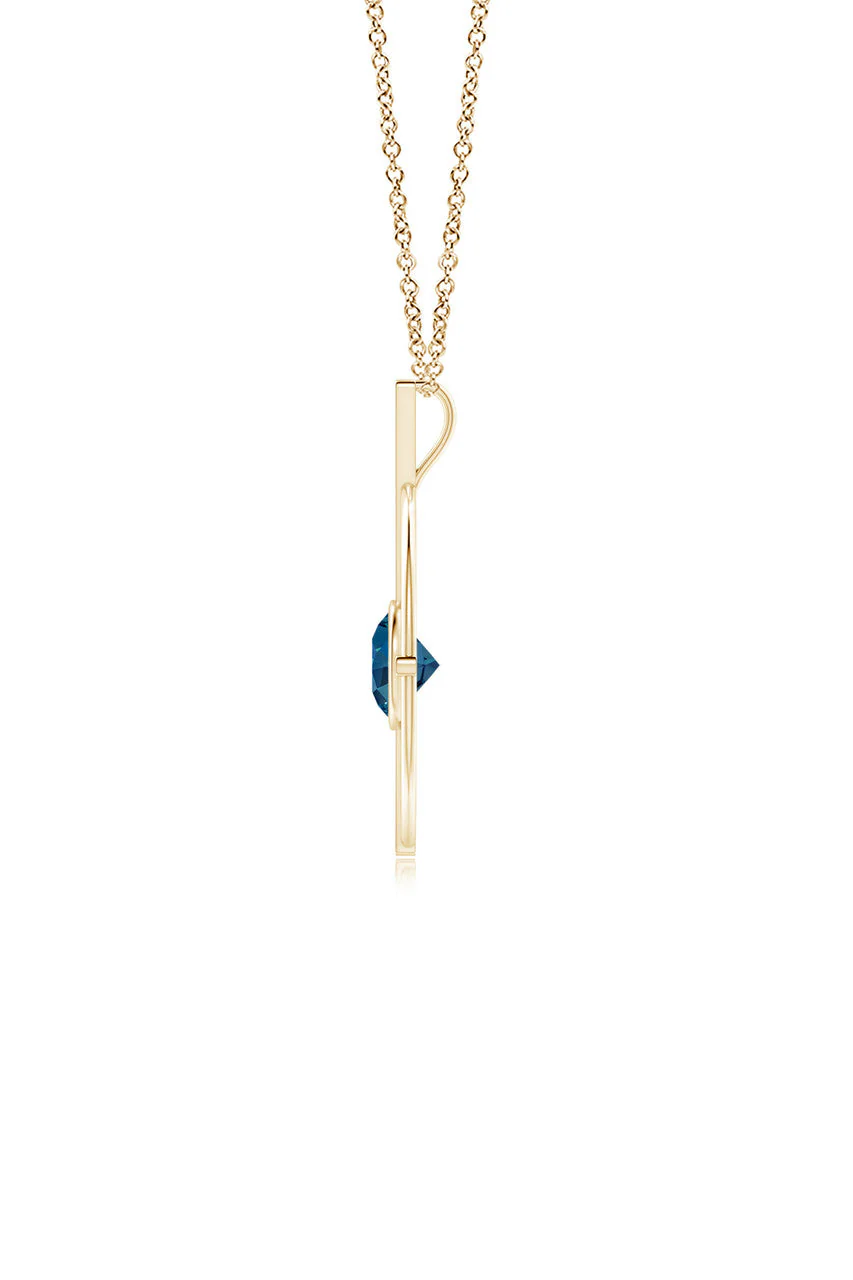 Infinity Concentric Circle 14K Gold and London Blue Topaz Pendant Necklace - Image 2