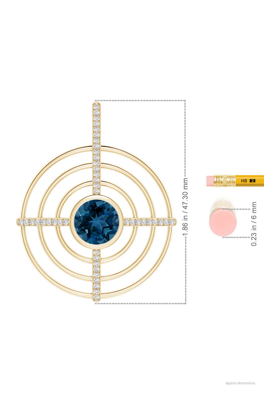 Infinity Concentric Circle 14K Gold and London Blue Topaz Pendant Necklace - Image 5