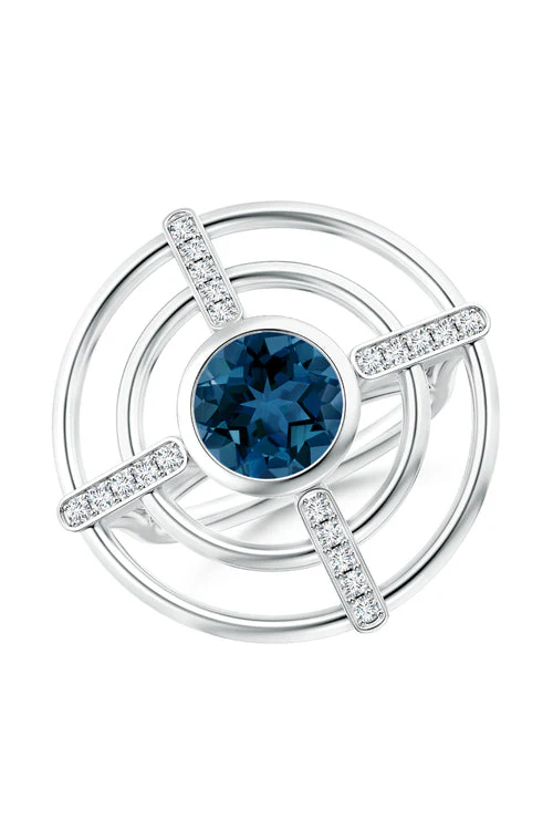 Infinity Concentric Circle 14K Gold and London Blue Topaz Ring