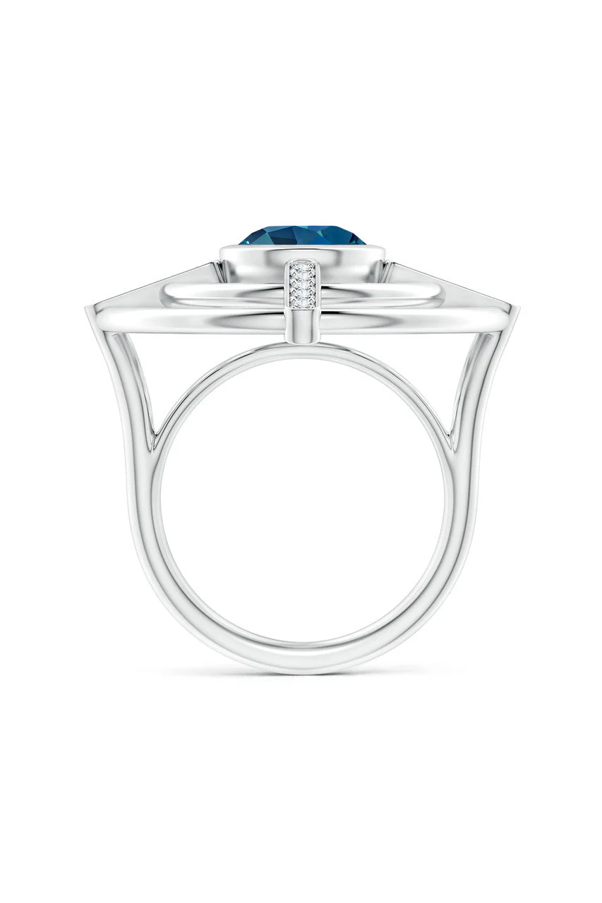 Infinity Concentric Circle 14K Gold and London Blue Topaz Ring - Image 3