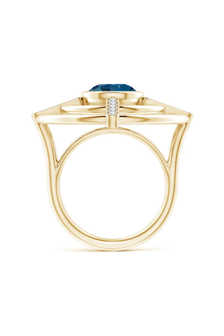 Infinity Concentric Circle 14K Gold and London Blue Topaz Ring - Image 3