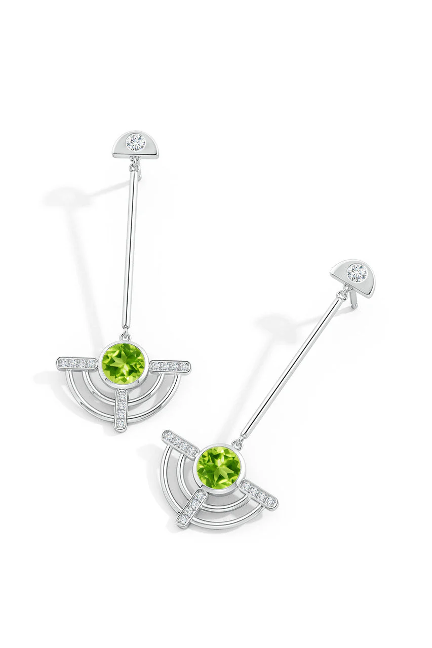 Infinity Half Concentric 14K Gold and Peridot Dangle Earrings - Image 3
