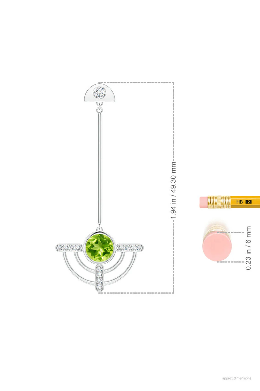 Infinity Half Concentric 14K Gold and Peridot Dangle Earrings - Image 4