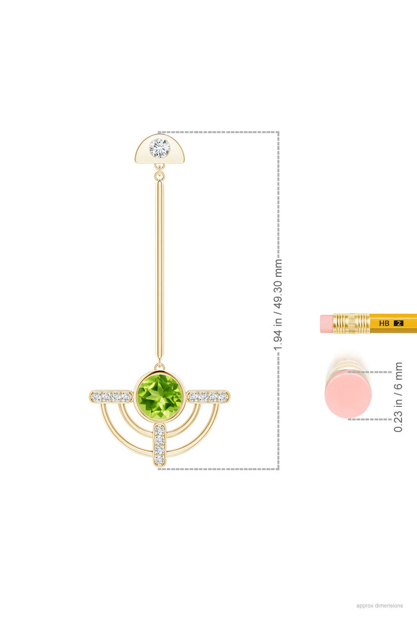 Infinity Half Concentric 14K Gold and Peridot Dangle Earrings - Image 2
