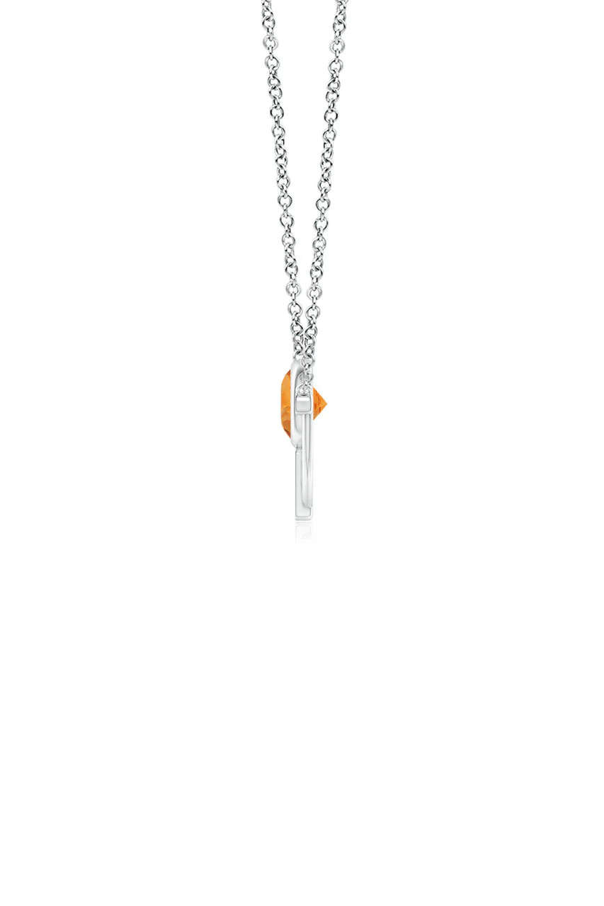 Infinity Half Concentric Circle 14K Gold and Citrine Pendant Necklace - Image 3