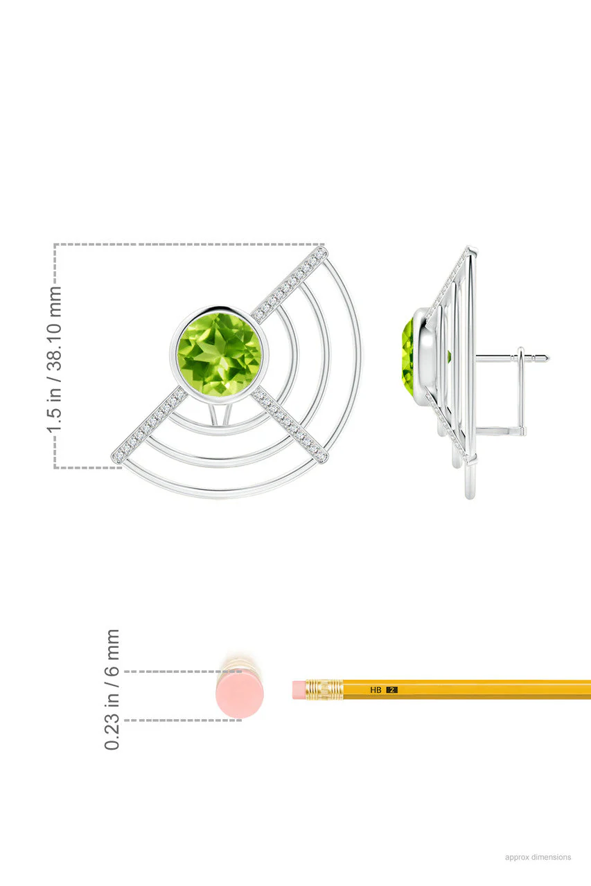 Infinity Half Concentric Circle 14K Gold and Peridot Button Studs - Image 3