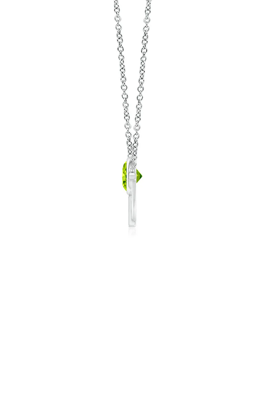 Infinity Half Concentric Circle 14K Gold and Peridot Pendant Necklace - Image 2