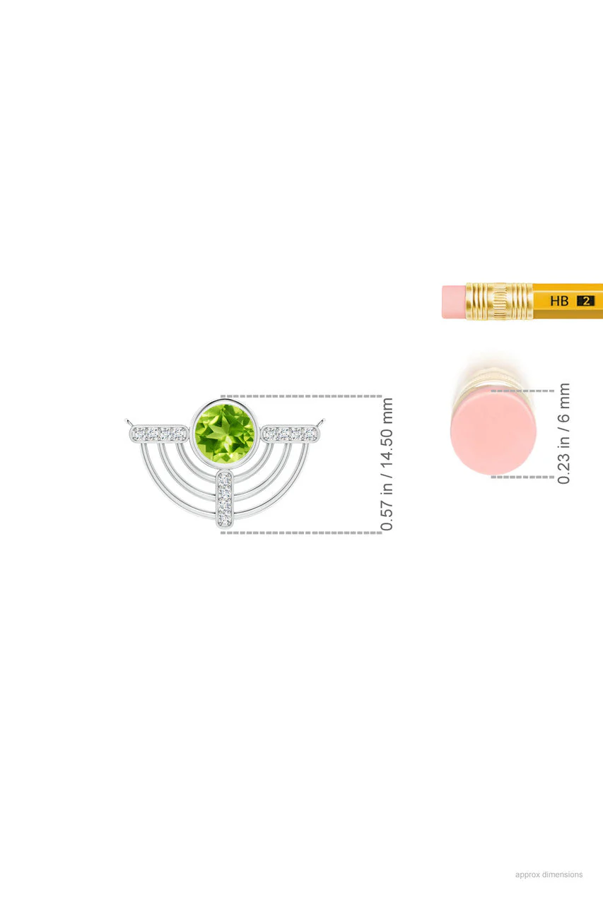 Infinity Half Concentric Circle 14K Gold and Peridot Pendant Necklace - Image 3