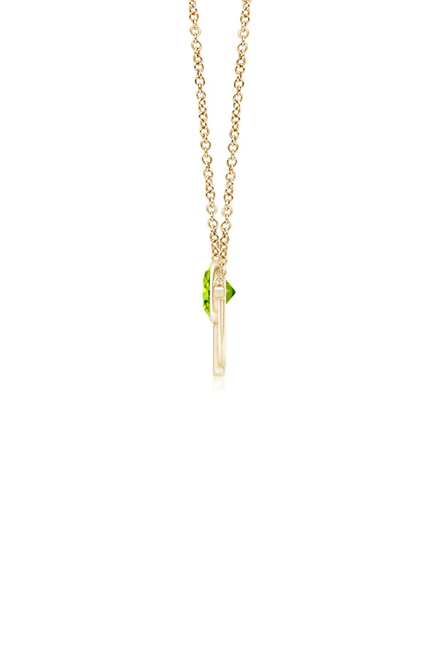 Infinity Half Concentric Circle 14K Gold and Peridot Pendant Necklace - Image 2