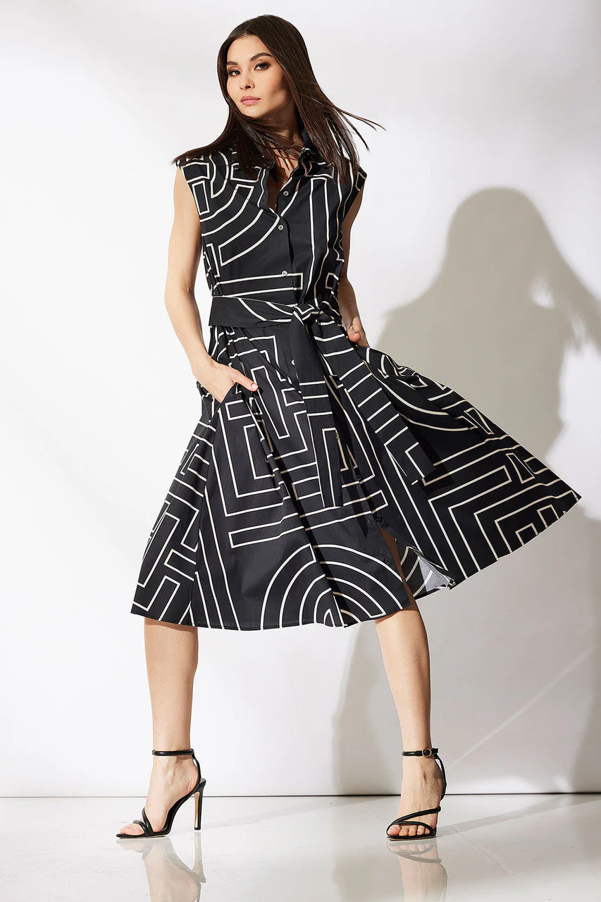 Infinity Printed Cotton Poplin Trapeze Shirtdress