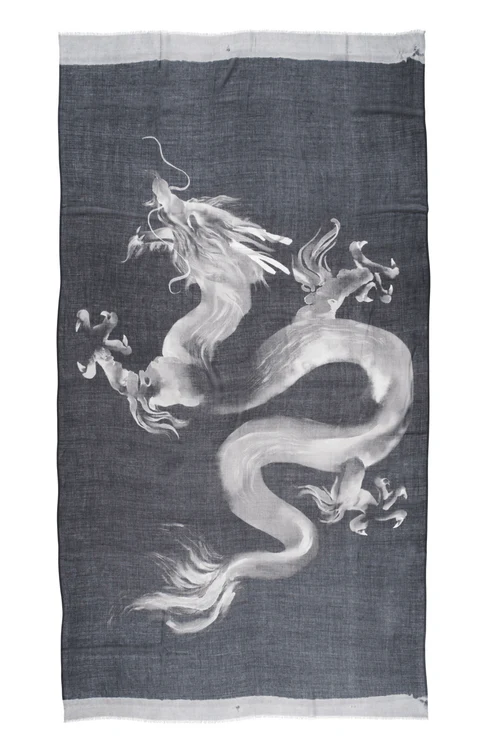 Ink Dragon Printed Scarf - Image 3