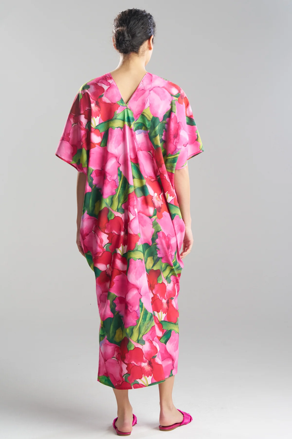 Isla Printed Satin V-Neck Caftan - Image 3