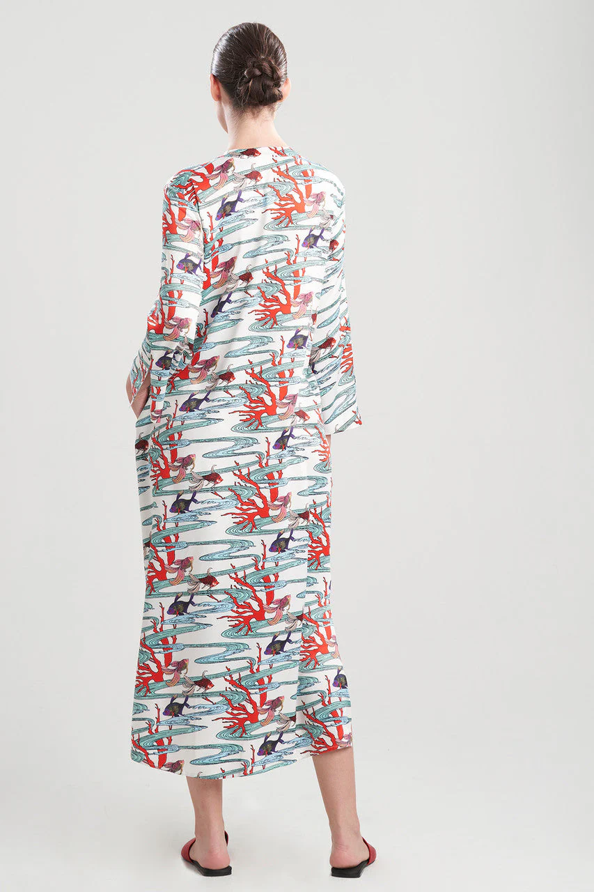 Island Cove-Printed Matte Satin Caftan - Image 3