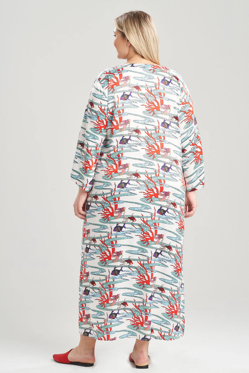 Island Cove-Printed Matte Satin Caftan - Image 5