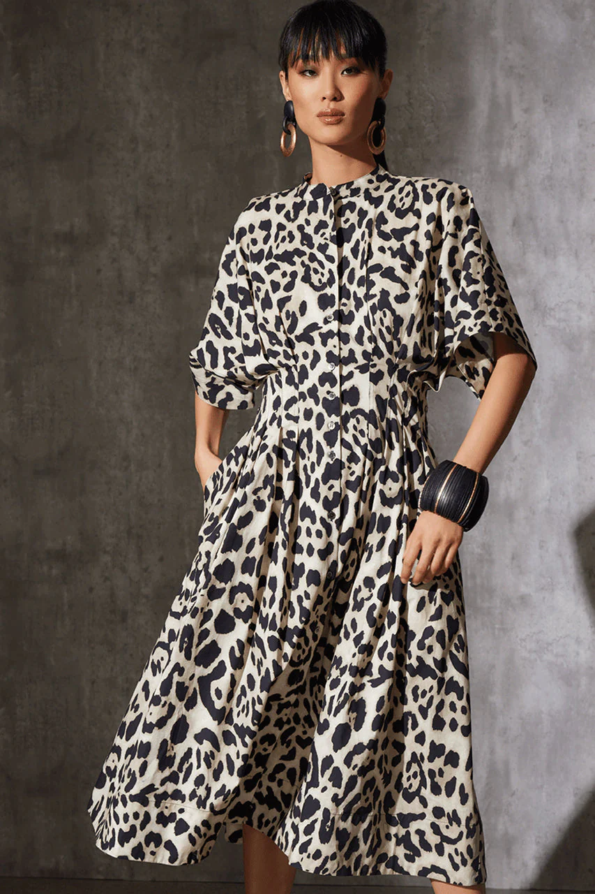 Jaguar Cotton Poplin Pleated Shirt Dress - Image 5